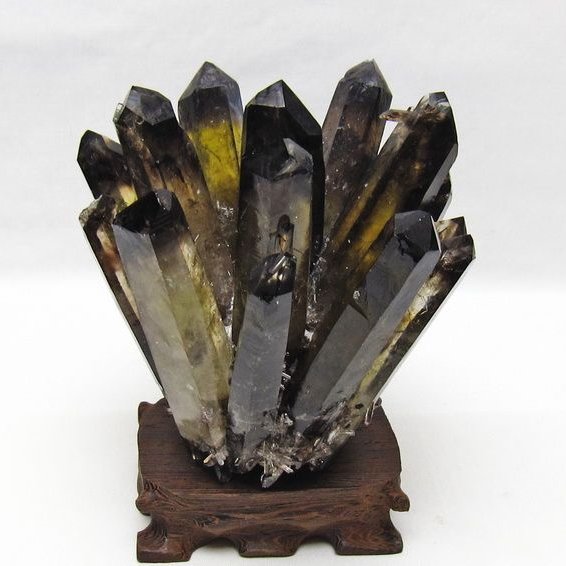 モリオン 原石 黒水晶 クラスター 台座付属 一点物 182-8720