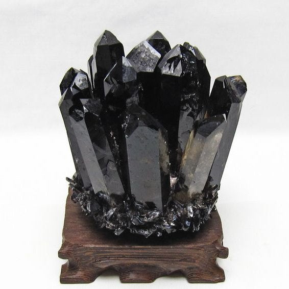 モリオン 原石 黒水晶 クラスター 台座付属 一点物 182-8722