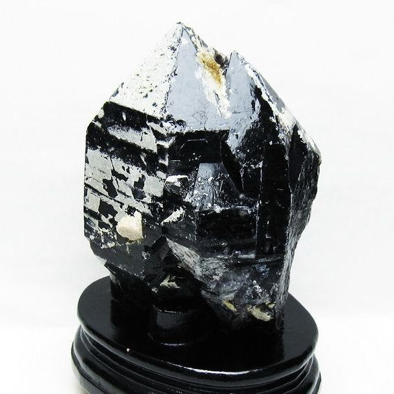 2.2Kg 黒水晶 モリオン 原石 山東省産 台座付属 一点物 191-511