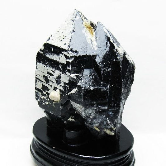2.2Kg 黒水晶 モリオン 原石 山東省産 台座付属 一点物 191-511
