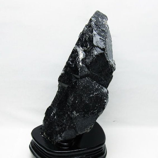 2Kg 黒水晶 モリオン 原石 山東省産 台座付属 一点物 191-517