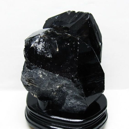 3.8Kg 黒水晶 モリオン 原石 山東省産 台座付属 一点物 191-522