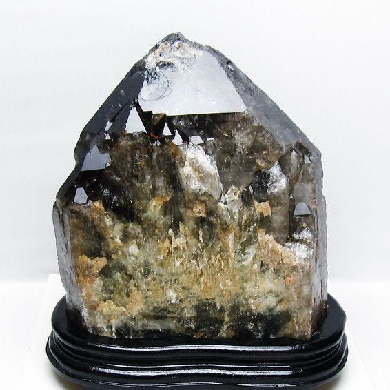 12Kg モリオン 黒水晶 原石 エレスチャル 台座付属 一点物 191-534