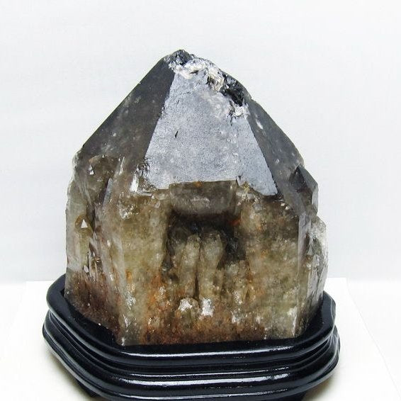 7.9Kg モリオン 黒水晶 原石 エレスチャル 台座付属 一点物 191-536