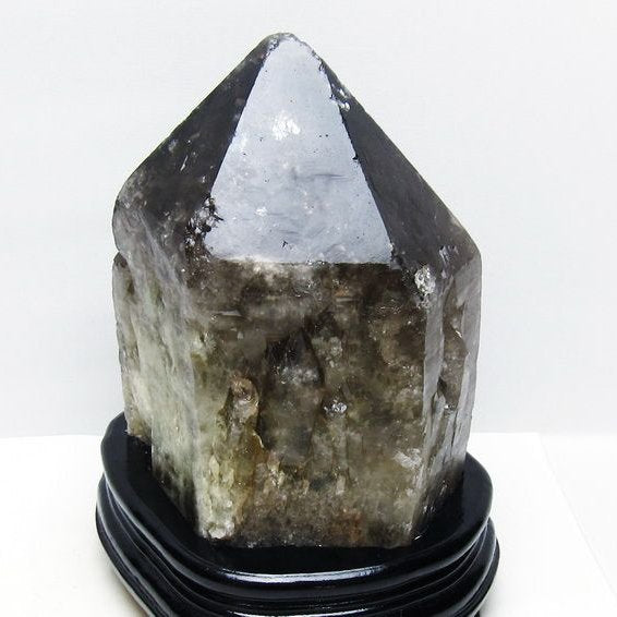 4.3Kg モリオン 黒水晶 原石 エレスチャル 台座付属 一点物 191-542