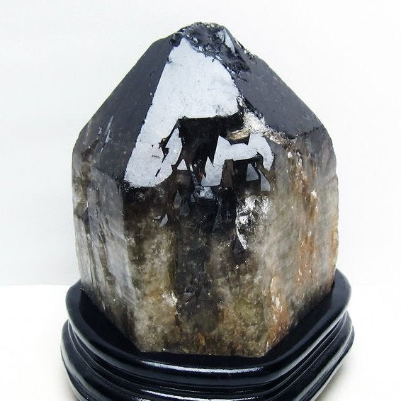 4.3Kg モリオン 黒水晶 原石 エレスチャル 台座付属 一点物 191-545