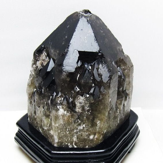 7.4Kg モリオン 黒水晶 原石 エレスチャル 台座付属 一点物 191-548