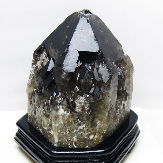 7.4Kg モリオン 黒水晶 原石 エレスチャル 台座付属 一点物 191-548