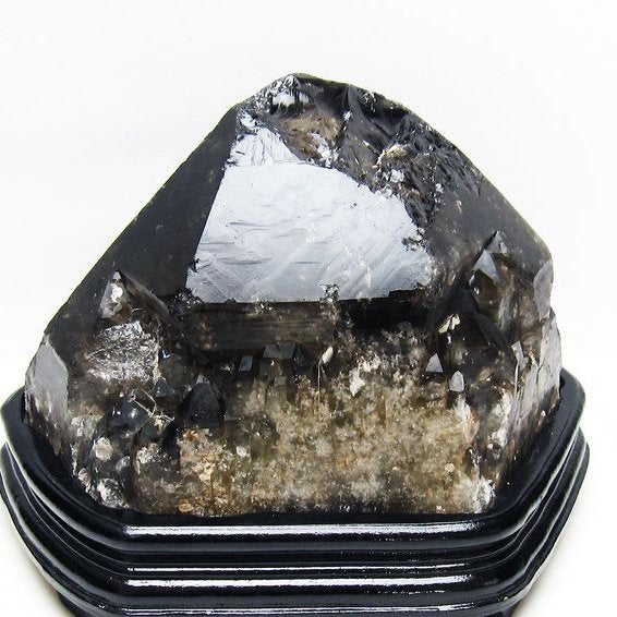 5.5Kg モリオン 黒水晶 原石 エレスチャル 台座付属 一点物 191-549