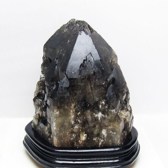 8.7Kg モリオン 黒水晶 原石 エレスチャル 台座付属 一点物 191-554