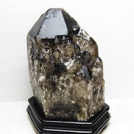 12.8Kg モリオン 黒水晶 原石 エレスチャル 台座付属 一点物 191-560