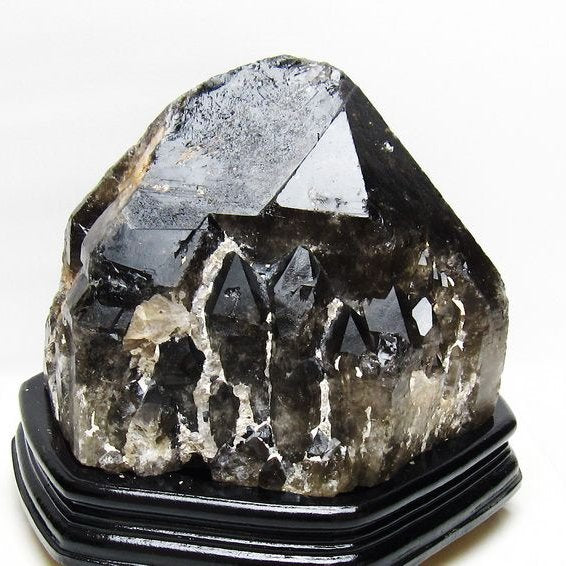 7.9Kg モリオン 黒水晶 原石 エレスチャル 台座付属 一点物 191-570