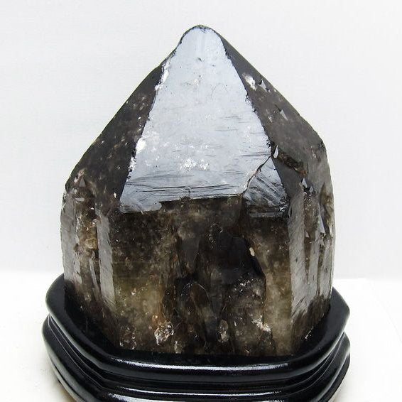 4.9Kg モリオン 黒水晶 原石 エレスチャル 台座付属 一点物 191-577