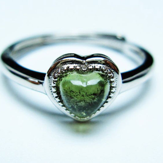 モルダバイト リング 指輪 ハート 13号 フリーサイズ 一点物 199-432
