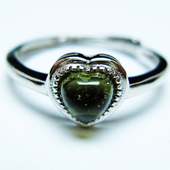 モルダバイト リング 指輪 ハート 12号 フリーサイズ 一点物 199-433