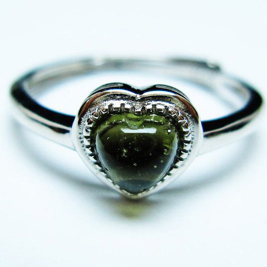 モルダバイト リング 指輪 ハート 12号 フリーサイズ 一点物 199-433