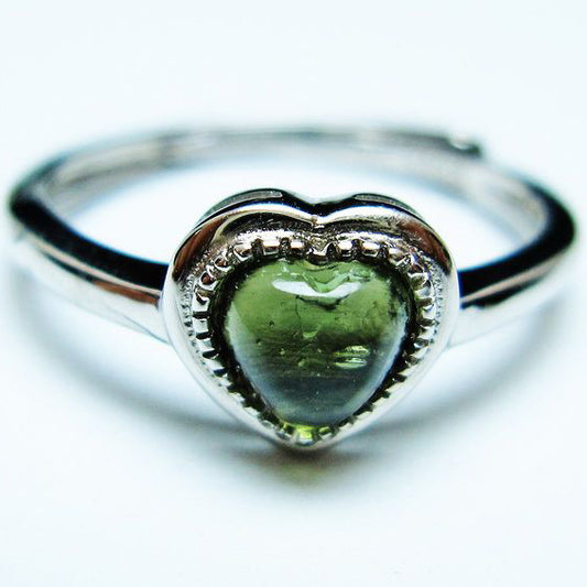 モルダバイト リング 指輪 ハート 12号 フリーサイズ 一点物 199-434