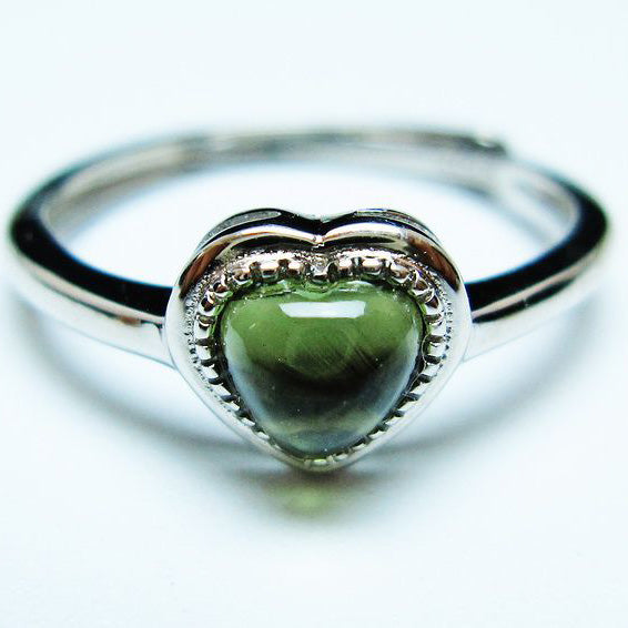 モルダバイト リング 指輪 ハート 12号 フリーサイズ 一点物 199-435