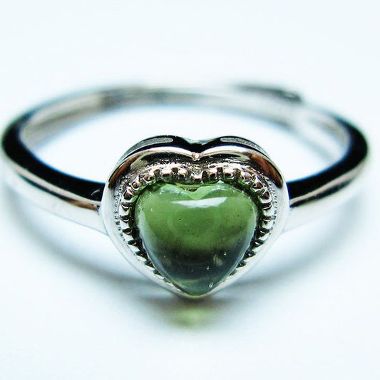 モルダバイト リング 指輪 ハート 13号 フリーサイズ 一点物 199-436