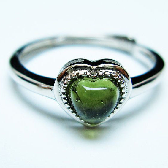 モルダバイト リング 指輪 ハート 13号 フリーサイズ 一点物 199-438