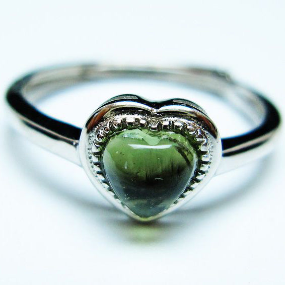 モルダバイト リング 指輪 ハート 12号 フリーサイズ 一点物 199-439