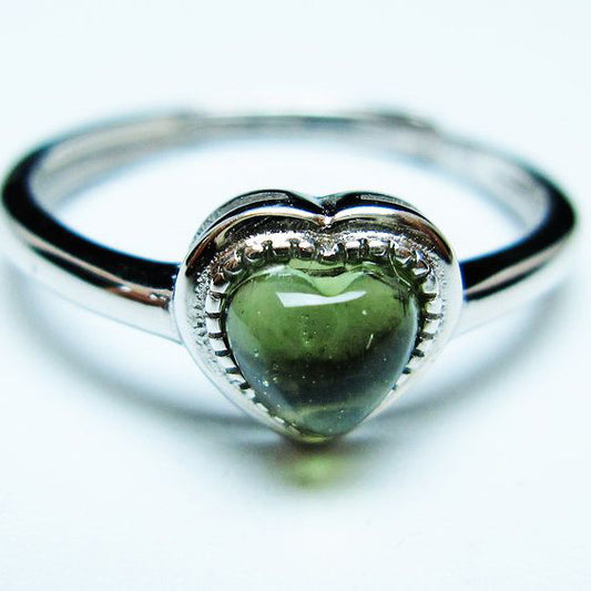 モルダバイト リング 指輪 ハート 15号 フリーサイズ 一点物 199-440