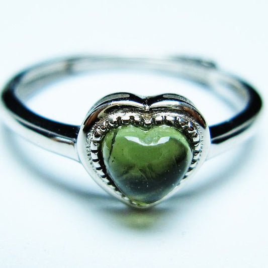 モルダバイト リング 指輪 ハート 12号 フリーサイズ 一点物 199-441