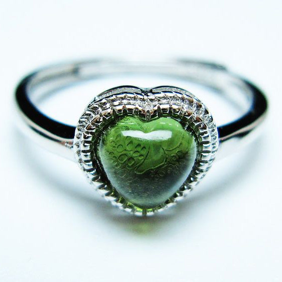 モルダバイト リング 指輪 ハート 12号 フリーサイズ 一点物 199-442