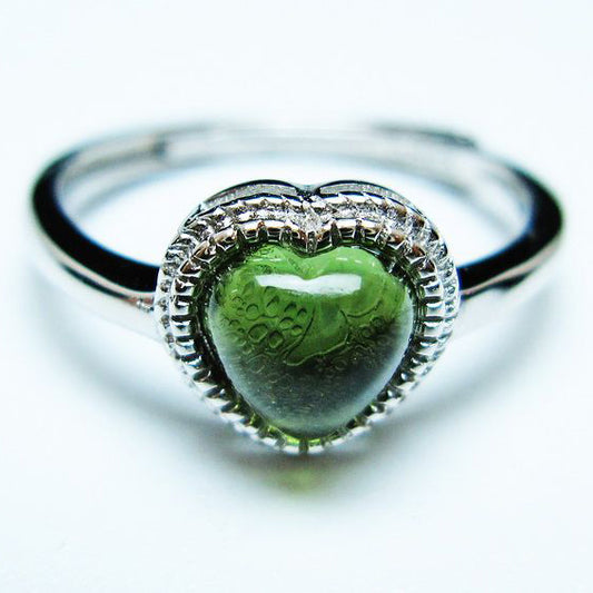 モルダバイト リング 指輪 ハート 12号 フリーサイズ 一点物 199-442