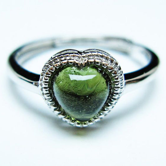 モルダバイト リング 指輪 ハート 13号 フリーサイズ 一点物 199-443