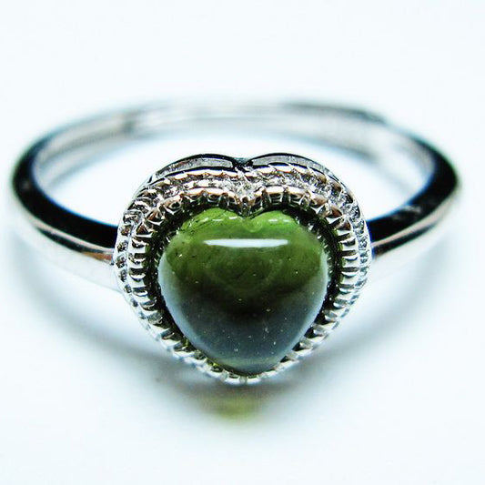 モルダバイト リング 指輪 ハート 12号 フリーサイズ 一点物 199-444