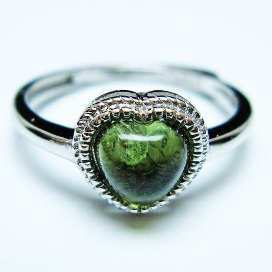 モルダバイト リング 指輪 ハート 11号 フリーサイズ 一点物 199-445