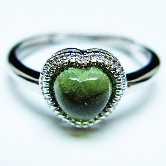 モルダバイト リング 指輪 ハート 12号 フリーサイズ 一点物 199-446