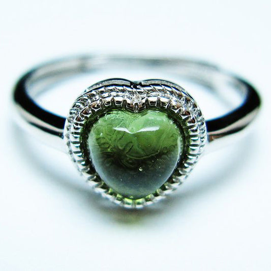 モルダバイト リング 指輪 ハート 12号 フリーサイズ 一点物 199-446