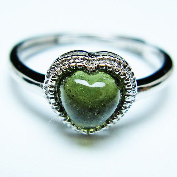 モルダバイト リング 指輪 ハート 13号 フリーサイズ 一点物 199-447