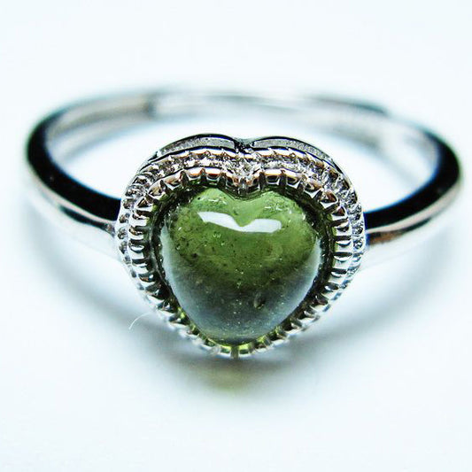 モルダバイト リング 指輪 ハート 13号 フリーサイズ 一点物 199-447