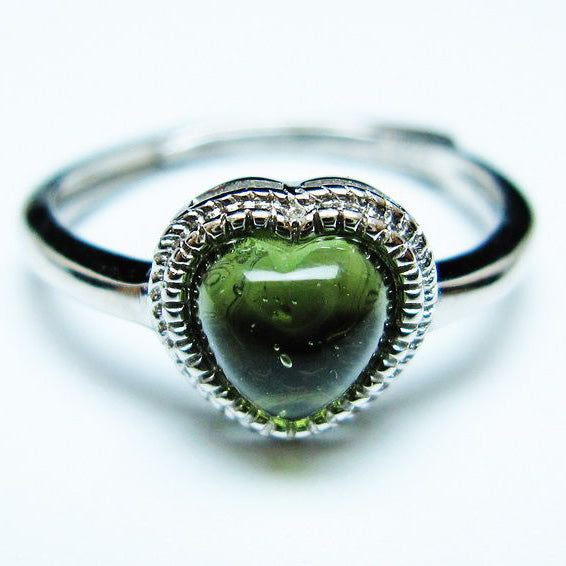 モルダバイト リング 指輪 ハート 12号 フリーサイズ 一点物 199-448