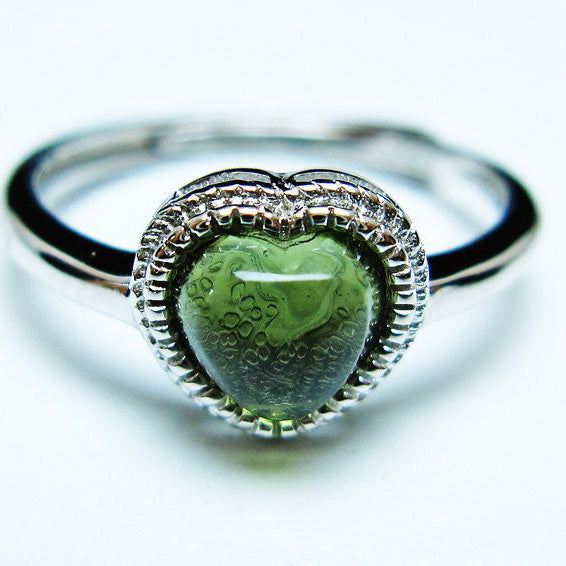 モルダバイト リング 指輪 ハート 13号 フリーサイズ 一点物 199-449