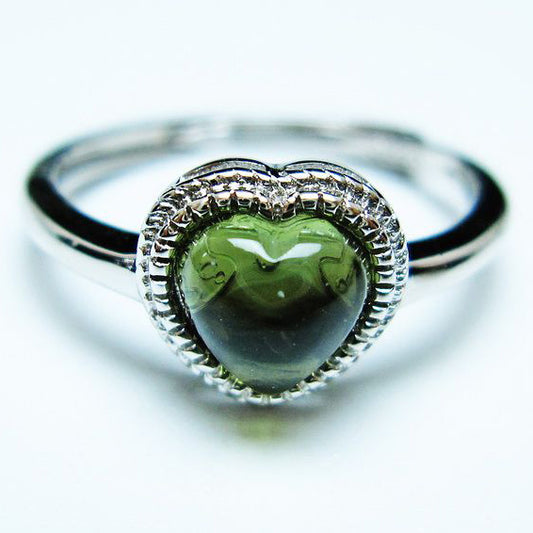 モルダバイト リング 指輪 ハート 13号 フリーサイズ 一点物 199-450