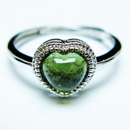 モルダバイト リング 指輪 ハート 12号 フリーサイズ 一点物 199-451