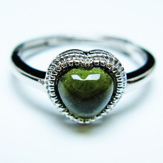 モルダバイト リング 指輪 ハート 12号 フリーサイズ 一点物 199-453