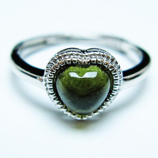 モルダバイト リング 指輪 ハート 12号 フリーサイズ 一点物 199-453