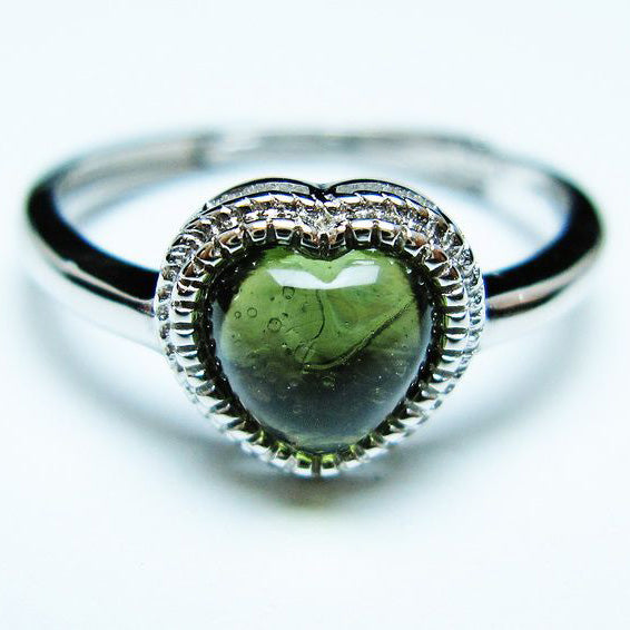 モルダバイト リング 指輪 ハート 13号 フリーサイズ 一点物 199-454