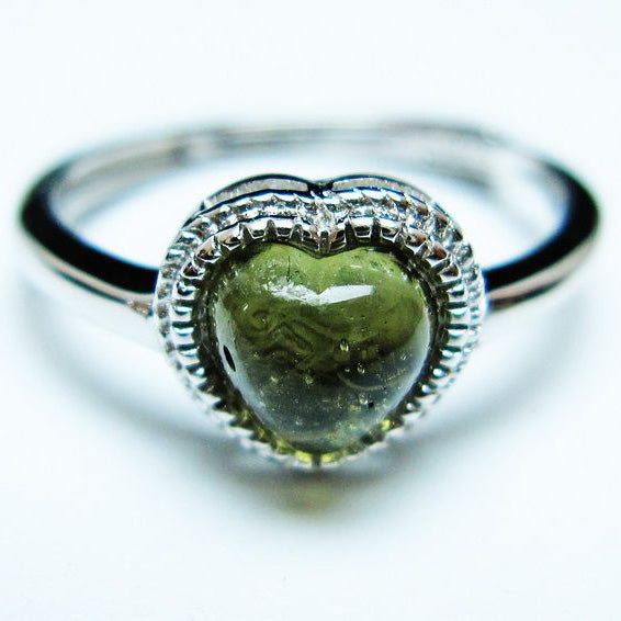 モルダバイト リング 指輪 ハート 12号 フリーサイズ 一点物 199-456