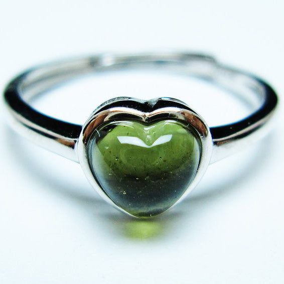 モルダバイト リング 指輪 ハート 15号 フリーサイズ 一点物 199-457