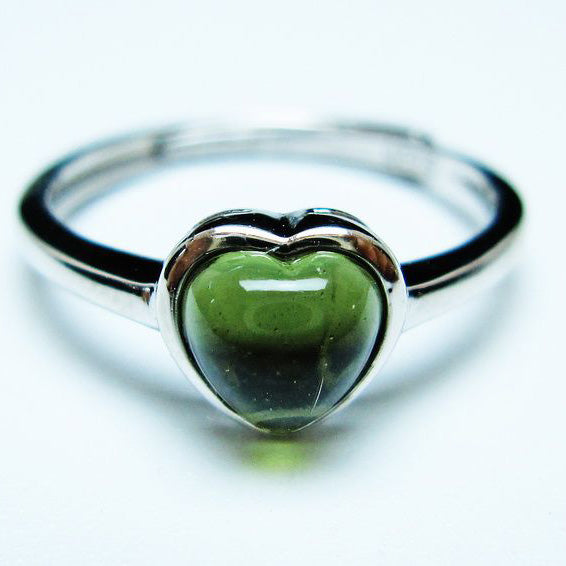 モルダバイト リング 指輪 ハート 13号 フリーサイズ 一点物 199-458
