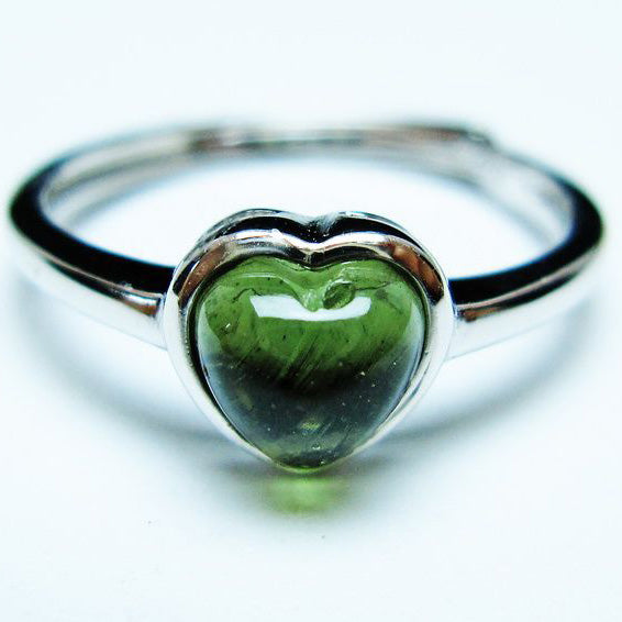 モルダバイト リング 指輪 ハート 13号 フリーサイズ 一点物 199-462