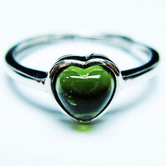 モルダバイト リング 指輪 ハート 12号 フリーサイズ 一点物 199-463