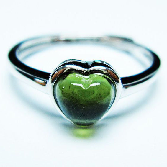 モルダバイト リング 指輪 ハート 13号 フリーサイズ 一点物 199-464