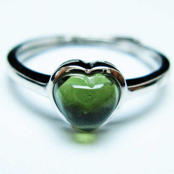モルダバイト リング 指輪 ハート 14号 フリーサイズ 一点物 199-466
